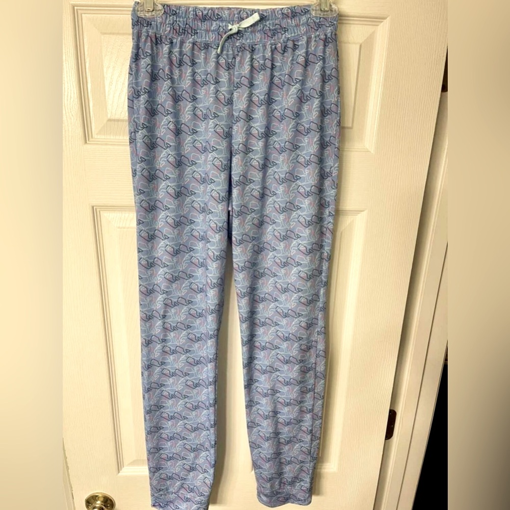 Vineyard Vines Girls whale print pajama pants size L(14) blue/pink EUC